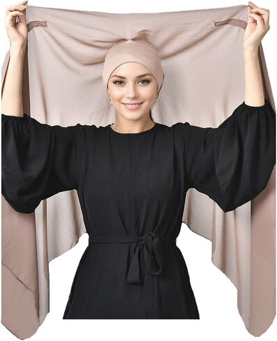 Instant Chiffon Hijab Set 3-in-1 Hijabs Scarf with Built-in Magnets and Undercap Head Wraps with Model Cap in Saudi Arabia