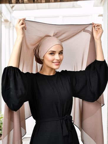 Instant Chiffon Hijab Set 3-in-1 Hijabs Scarf with Built-in Magnets and Undercap Head Wraps with Model Cap in Saudi Arabia