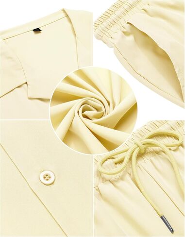 Lecgee Men Summer Summer Short Sleeve Pant Trits Told Button Button Down Down Sirt Pants 2 قطعة ملابس شاطئية in Saudi Arabia