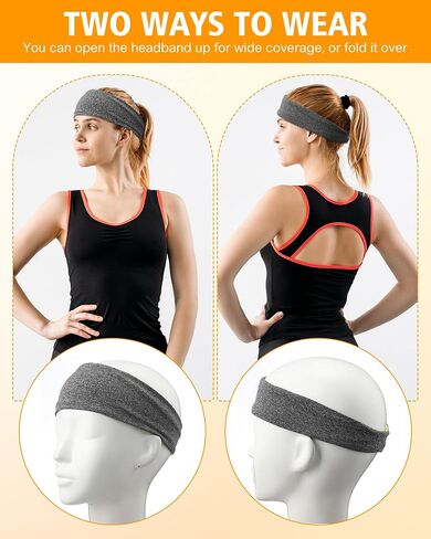 Vinsot 12 Pcs Sports Headbands for Men Women Breathable Mesh Design Mens Headband Sweatbands Unisex Non Slip Hairband for Workout Fitness Yoga Running Cycling in Saudi Arabia