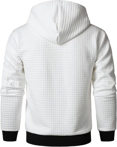 HOOD CREW Men’s Jacquard Plaid Long Sleeve Lightweight Zipper Hoodie Sweatshirt Jackets in Saudi Arabia