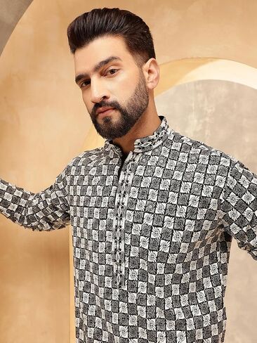 Sojanya (Since 1958 Men'S Cotton Rayon Embroidered Sequinned Only Long Kurta in Saudi Arabia