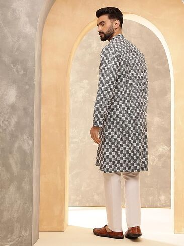 Sojanya (Since 1958 Men'S Cotton Rayon Embroidered Sequinned Only Long Kurta in Saudi Arabia