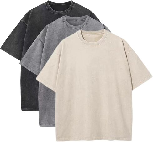 3 Pcs Oversized T shirts for Women Casual Vintage Baggy Boxy Short Sleeve Cotton Tee Shirts Loose Fitting Tops in Saudi Arabia
