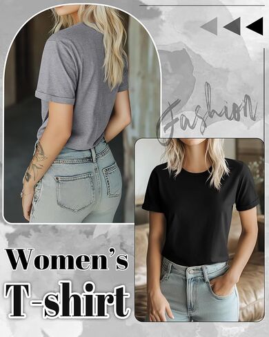 Huukeay 3 Pack Women's Cotton T Shirts Casual Short Sleeve Tunic Tops Crewneck Summer Loose Fit Plain Basic Tee in Saudi Arabia