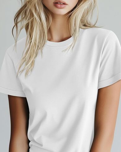 Huukeay 3 Pack Women's Cotton T Shirts Casual Short Sleeve Tunic Tops Crewneck Summer Loose Fit Plain Basic Tee in Saudi Arabia