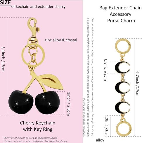 BIHRTC Cherry Bag Charm Bag Extender Chain Strap Replacement Accessories Bag Charms for Purses Bags Handbags in Saudi Arabia
