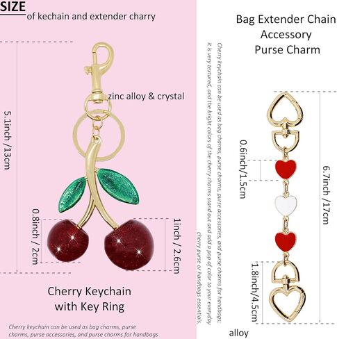 BIHRTC Cherry Bag Charm Bag Extender Chain Strap Replacement Accessories Bag Charms for Purses Bags Handbags in Saudi Arabia
