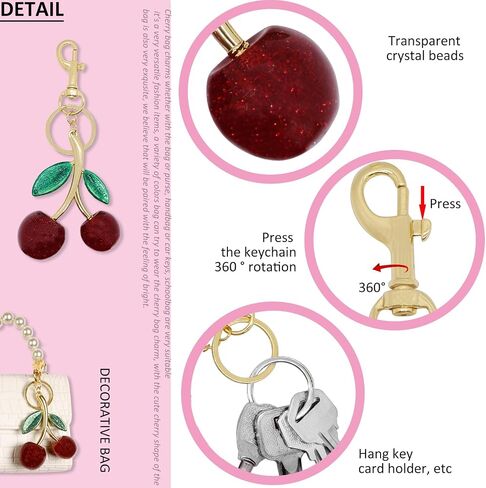 BIHRTC Cherry Bag Charm Bag Extender Chain Strap Replacement Accessories Bag Charms for Purses Bags Handbags in Saudi Arabia