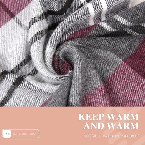 Men's Scarves Winter Plaid Scarf Tassel Edge Soft Warm Scarf-Black and Grey Striped Men's Scarf for Gift in Saudi Arabia