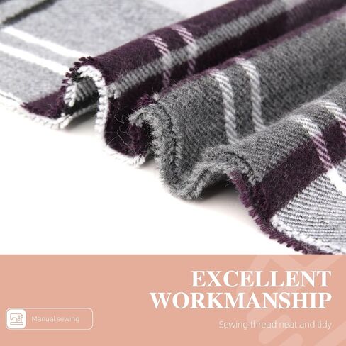 Men's Scarves Winter Plaid Scarf Tassel Edge Soft Warm Scarf-Black and Grey Striped Men's Scarf for Gift in Saudi Arabia
