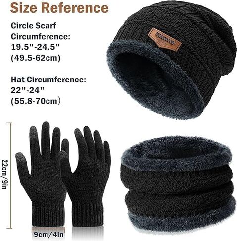 Premillow Winter Hat Beanie Scarf Touchscreen Gloves Set for Men/Women, Skull Cap Gloves Neck Warmer Set with Fleece Lined in Saudi Arabia
