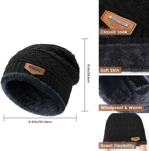 Premillow Winter Hat Beanie Scarf Touchscreen Gloves Set for Men/Women, Skull Cap Gloves Neck Warmer Set with Fleece Lined in Saudi Arabia