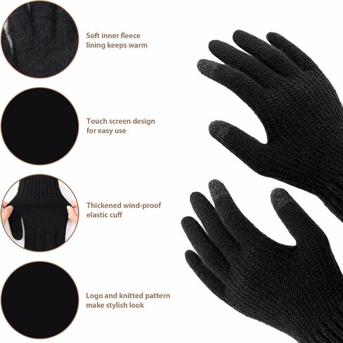 Premillow Winter Hat Beanie Scarf Touchscreen Gloves Set for Men/Women, Skull Cap Gloves Neck Warmer Set with Fleece Lined in Saudi Arabia