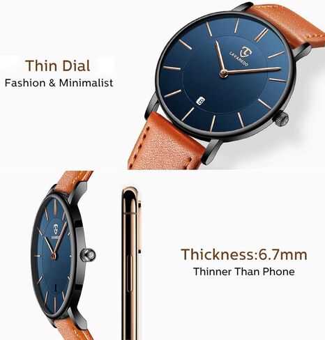 BEN NEVIS Watch, Mens Watch, Minimalist Fashion Simple Wrist Watch Analog Date with Leather Strap in Kuwait
