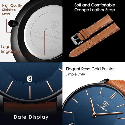 BEN NEVIS Watch, Mens Watch, Minimalist Fashion Simple Wrist Watch Analog Date with Leather Strap in Kuwait