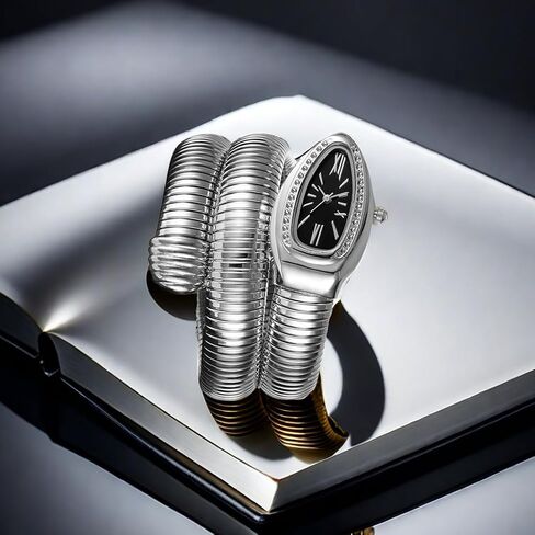 Snake Shape Bangle Watches - Unique Design Snake Shaped Dress Watch for Women in Saudi Arabia