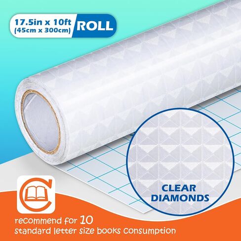 Diamonds Clear Contact Paper Roll for Books Crafts, 17.5in x 10ft Sticky Adhesive Clear Plastic Cover Protector Film Liner in Kuwait