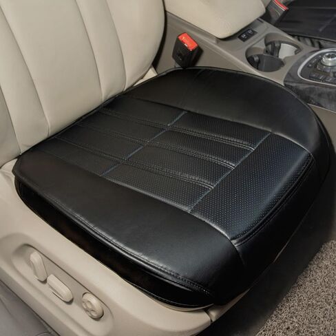 Leader Accessories 2pcs Leather Car Seat Cushions Non-Slip Black Front Seat Covers Mat Pad for Cars in Saudi Arabia