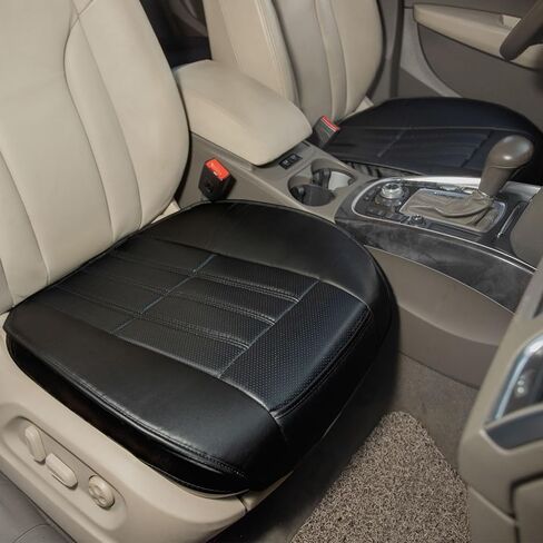 Leader Accessories 2pcs Leather Car Seat Cushions Non-Slip Black Front Seat Covers Mat Pad for Cars in Saudi Arabia