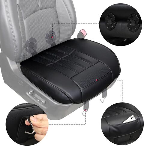 Leader Accessories 2pcs Leather Car Seat Cushions Non-Slip Black Front Seat Covers Mat Pad for Cars in Saudi Arabia