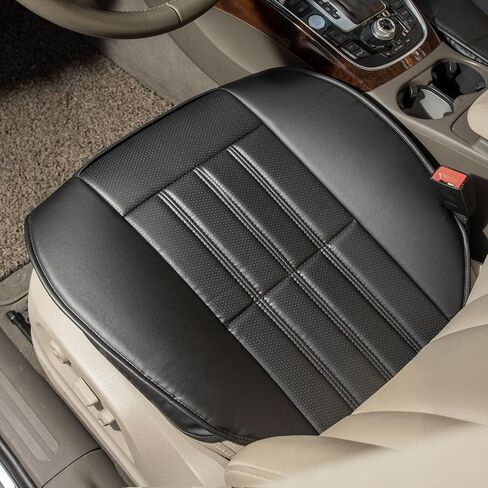 Leader Accessories 2pcs Leather Car Seat Cushions Non-Slip Black Front Seat Covers Mat Pad for Cars in Saudi Arabia