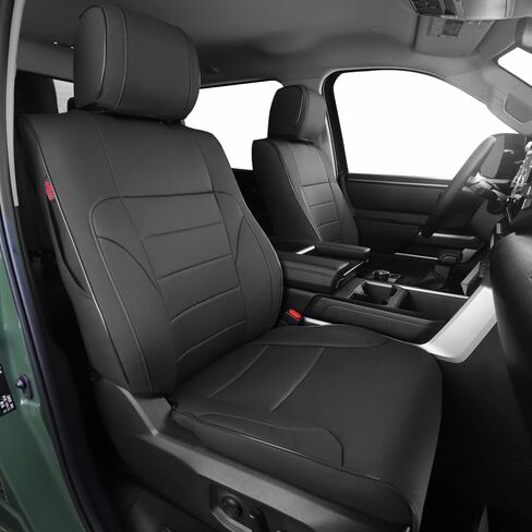 HKZ Custom Fit Tundra Seat Covers for Toyota Tundra 2022 2023 2024 2025 CrewMax&Double Cab SR,SR5,Limited,Platinum,TRD Pro,1794 - Full Set, Leather - Black in Kuwait