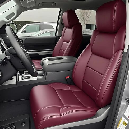 HKZ Custom Fit Tundra Seat Covers for Toyota Tundra 2022 2023 2024 2025 CrewMax&Double Cab SR,SR5,Limited,Platinum,TRD Pro,1794 - Full Set, Leather - Black in Kuwait