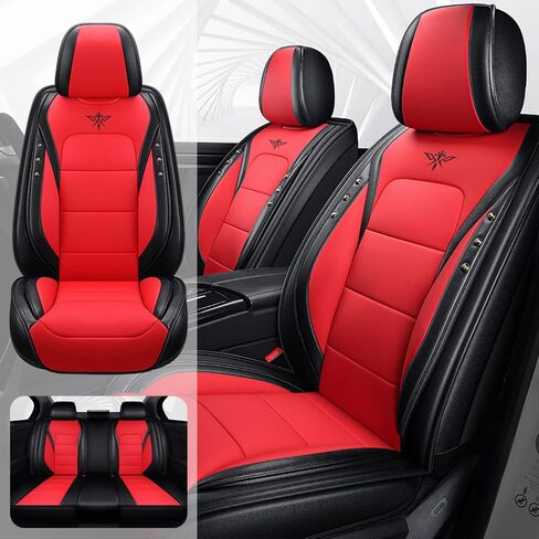 Seat Covers Full Set Custom Fit for Dodge Charger 2006-2023, Waterproof Car Seat Cover Full Set Leather Seat Covers Cushion, Automobile Interior(Black Red) in Kuwait