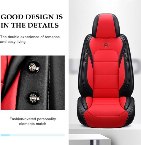 Seat Covers Full Set Custom Fit for Dodge Charger 2006-2023, Waterproof Car Seat Cover Full Set Leather Seat Covers Cushion, Automobile Interior(Black Red) in Kuwait