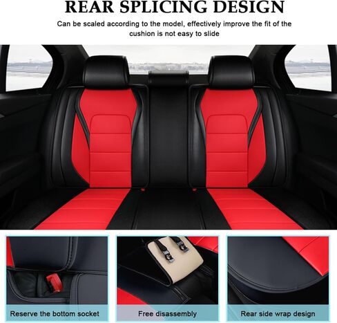 Seat Covers Full Set Custom Fit for Dodge Charger 2006-2023, Waterproof Car Seat Cover Full Set Leather Seat Covers Cushion, Automobile Interior(Black Red) in Kuwait