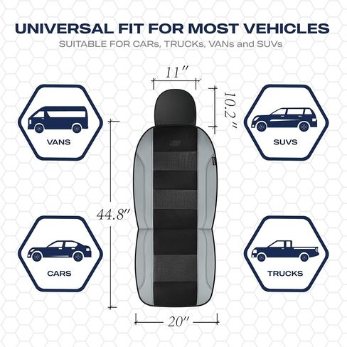 Skechers Aircooled & Memory Foam Car Seat Covers,Premium Leather with EVA Mesh Seat Covers, Front car seat Protector, Airbag Compatible, Automotive Comfort for Most Cars, Vans, Trucks, SUV,Gray in Saudi Arabia