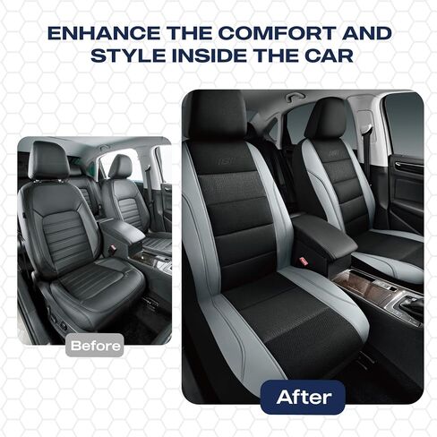 Skechers Aircooled & Memory Foam Car Seat Covers,Premium Leather with EVA Mesh Seat Covers, Front car seat Protector, Airbag Compatible, Automotive Comfort for Most Cars, Vans, Trucks, SUV,Gray in Saudi Arabia