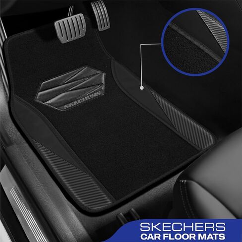 Skechers Car Floor Mats,Waterproof Universal Fit Car Mats,Faux Leather Car Floor Mats,Carbon Floor Mats for Cars with Anti-Slip Skechers Heel Pad Fit for SUV,Vans,Sedans,Trucks,Black in Saudi Arabia