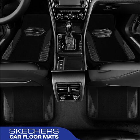 Skechers Car Floor Mats,Waterproof Universal Fit Car Mats,Faux Leather Car Floor Mats,Carbon Floor Mats for Cars with Anti-Slip Skechers Heel Pad Fit for SUV,Vans,Sedans,Trucks,Black in Saudi Arabia