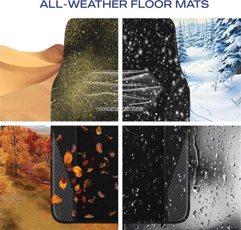 Skechers Car Floor Mats,Waterproof Universal Fit Car Mats,Faux Leather Car Floor Mats,Carbon Floor Mats for Cars with Anti-Slip Skechers Heel Pad Fit for SUV,Vans,Sedans,Trucks,Black in Saudi Arabia
