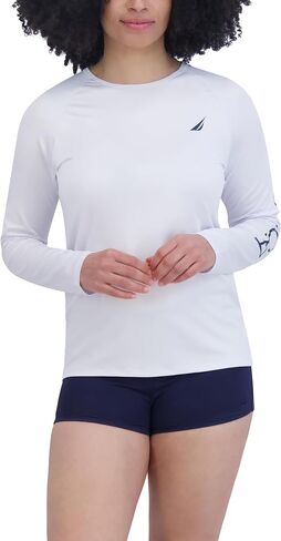 Nautica Women's Rashguard-حماية سريعة ، حماية UPF ، قميص السباحة ، حمام السباحة ، الشاطئ ، المشي لمسافات طويلة ، اليوغا ، الكرة الطائرة in Saudi Arabia