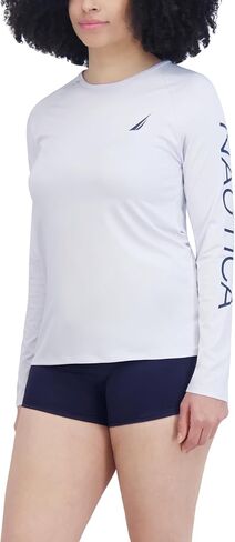 Nautica Women's Rashguard-حماية سريعة ، حماية UPF ، قميص السباحة ، حمام السباحة ، الشاطئ ، المشي لمسافات طويلة ، اليوغا ، الكرة الطائرة in Saudi Arabia