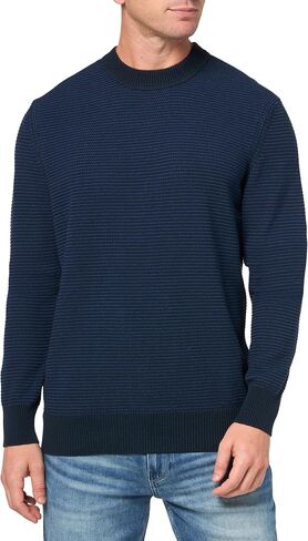BOSS Men's Two Tone Cotton Blend Knit Sweater in Saudi Arabia