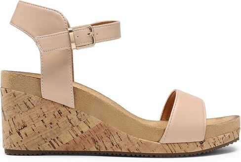 DREAM PAIRS Womens Cushioned Platform Wedge Sandals | 3inch dressy cork wedge heel with soft comfort foam insole non-slip outsole adjustable ankle strap for summer in Saudi Arabia