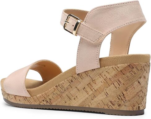 DREAM PAIRS Womens Cushioned Platform Wedge Sandals | 3inch dressy cork wedge heel with soft comfort foam insole non-slip outsole adjustable ankle strap for summer in Saudi Arabia