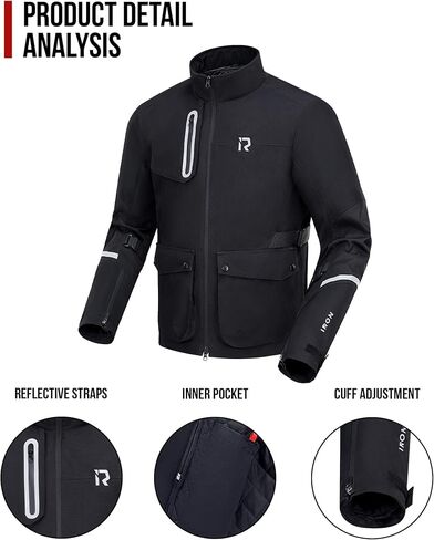 IRON JIA'S Motorcycle Jacket with CE Armor, Motorbike Riding Protective Gear with Removable Liner All Season Black L in Kuwait
