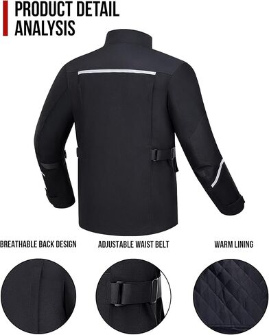 IRON JIA'S Motorcycle Jacket with CE Armor, Motorbike Riding Protective Gear with Removable Liner All Season Black L in Kuwait