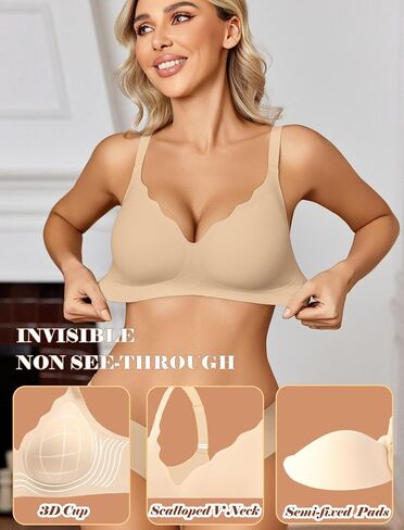 Avidlove Bras for Women No Underwire Seamless Bralettes Wireless Push Up Scalloped Full Coverage Comfortable Everyday Bra in Saudi Arabia