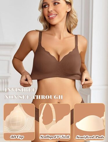 Avidlove Bras for Women No Underwire Seamless Bralettes Wireless Push Up Scalloped Full Coverage Comfortable Everyday Bra in Saudi Arabia