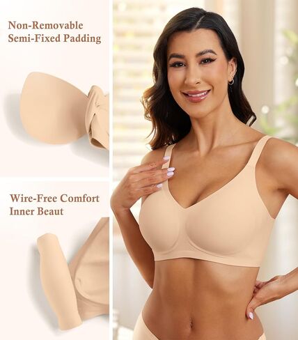 POSESHE Womens Wireless Bras Comfortable Supportive Tshirt Bra No Underwire Seamless Push Up Everyday Adjustable Bralettes in Saudi Arabia