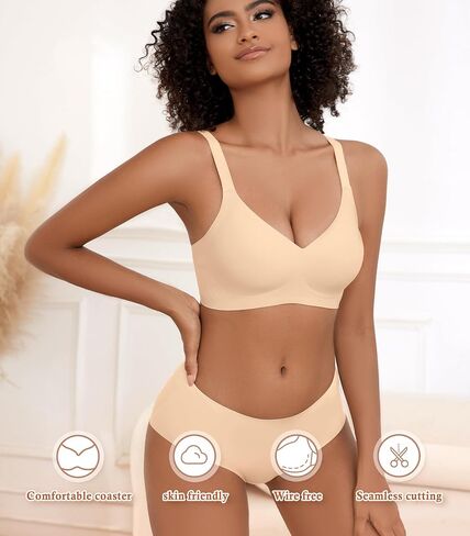 POSESHE Womens Wireless Bras Comfortable Supportive Tshirt Bra No Underwire Seamless Push Up Everyday Adjustable Bralettes in Saudi Arabia