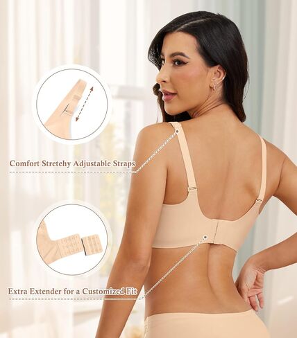 POSESHE Womens Wireless Bras Comfortable Supportive Tshirt Bra No Underwire Seamless Push Up Everyday Adjustable Bralettes in Saudi Arabia