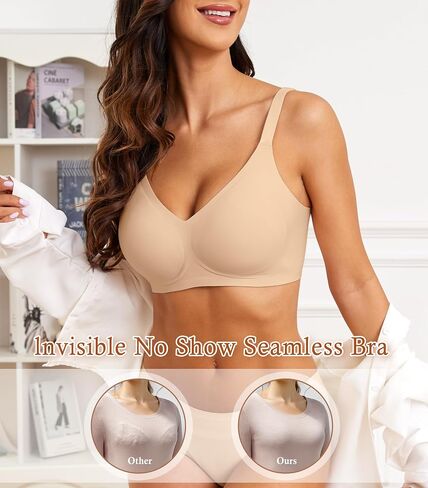 POSESHE Womens Wireless Bras Comfortable Supportive Tshirt Bra No Underwire Seamless Push Up Everyday Adjustable Bralettes in Saudi Arabia