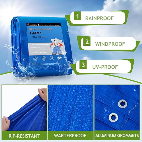 غطاء قماش القنب مقاس 20 × 30 قدمًا، قماش بولي مقاوم للماء مع حلقات معدنية، حواف معززة، مقاوم للأشعة فوق البنفسجية، مقاوم للتمزق والتمزق، قماش القنب متعدد الأغراض للسيارات والقوارب والسقف والتخييم (أخضر/بني) in Saudi Arabia
